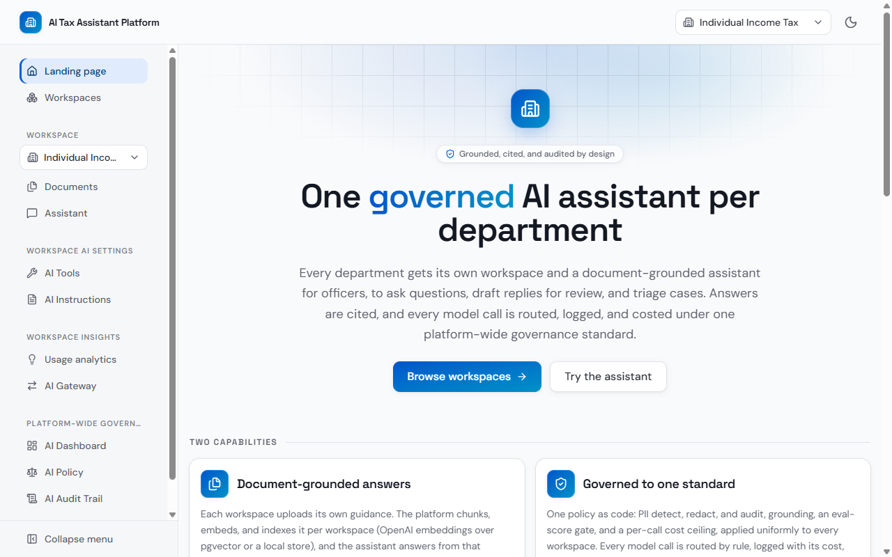 AI Tax Assistant Platform screenshot