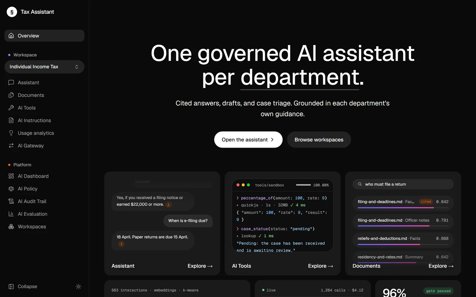 AI Tax Assistant Platform screenshot